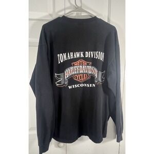 Harley Davidson Shirt Tomahawk Wisconsin Live The Legend  L/XL Long Sleeve Black